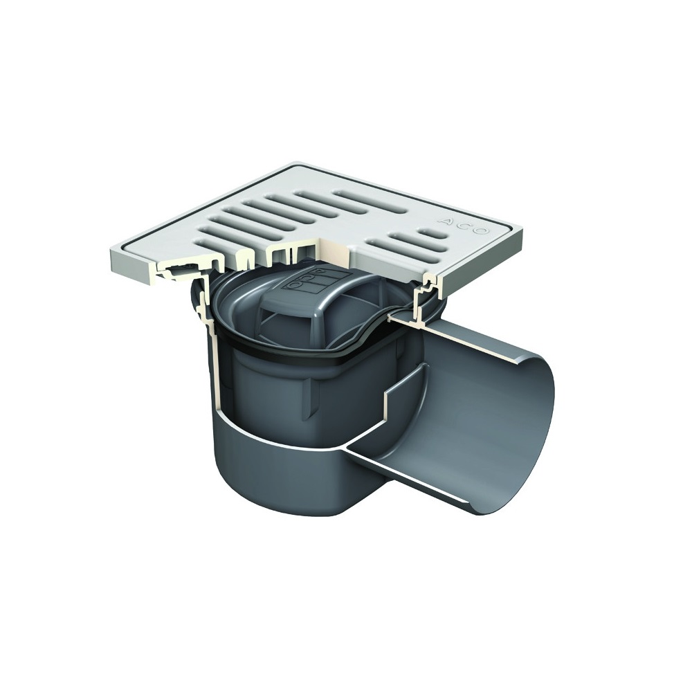 Wpust piwniczny ACO Junior DN100 w. Ruszt plastikowy 197x197mm