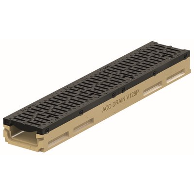 ACO PowerDrain V125P flat channel 1m 185x100mm, without slope