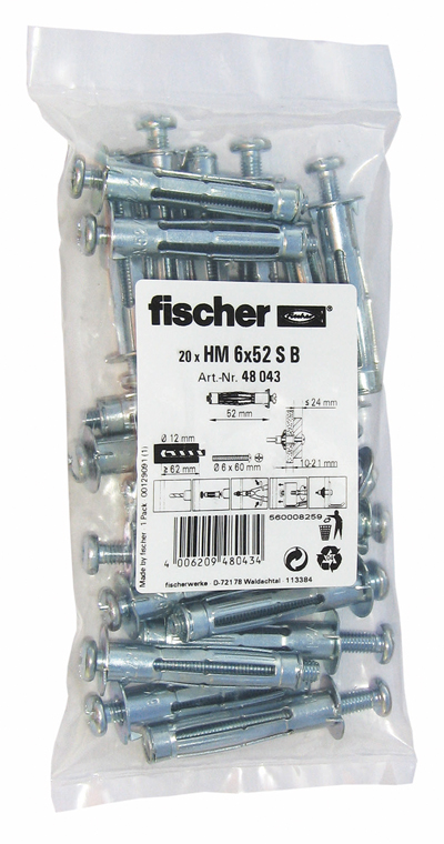Fischer cavity metal dowel PU=20 HM 6 x 52 S B-48043