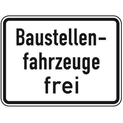 Traffic signs - Construction site vehicles free 450x600mm 2mm flat RA 1
