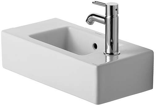 Duravit umywalka ze spłuczką ręczną VERO 500x250mm otwór na baterię prawy biały#