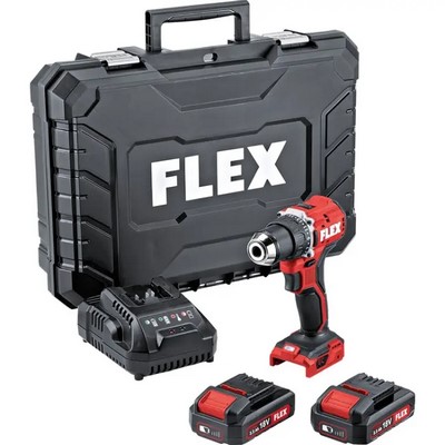 Akumulatorowa wiertarko-wkrętarka FLEX DD 2G 18.0-EC LD/2.5 w zestawie z 2 akumulatorami 2,5 Ah + ładowarka