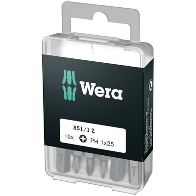 Wera 851/1 Z Bity do majsterkowania 10x PH 1x25mm 1/4" sześciokąt - 05072400001