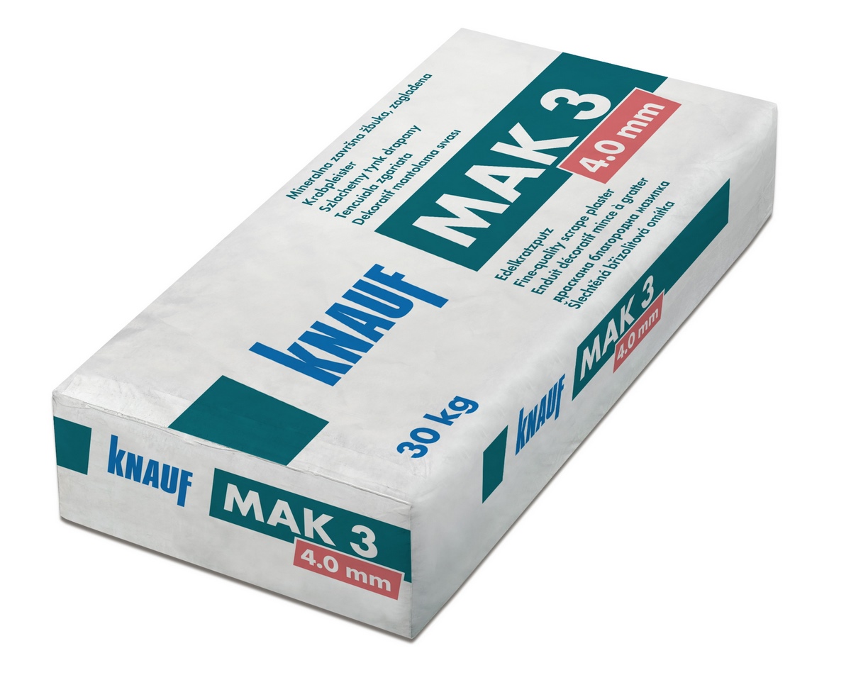 Knauf Mak3 4,0 mm naturalny biały 30 kg dwuwarstwowy tynk drapany
