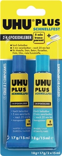 2-component epoxy adhesive PLUS SCHNELLFEST UHU 15.5g colourless double syringe