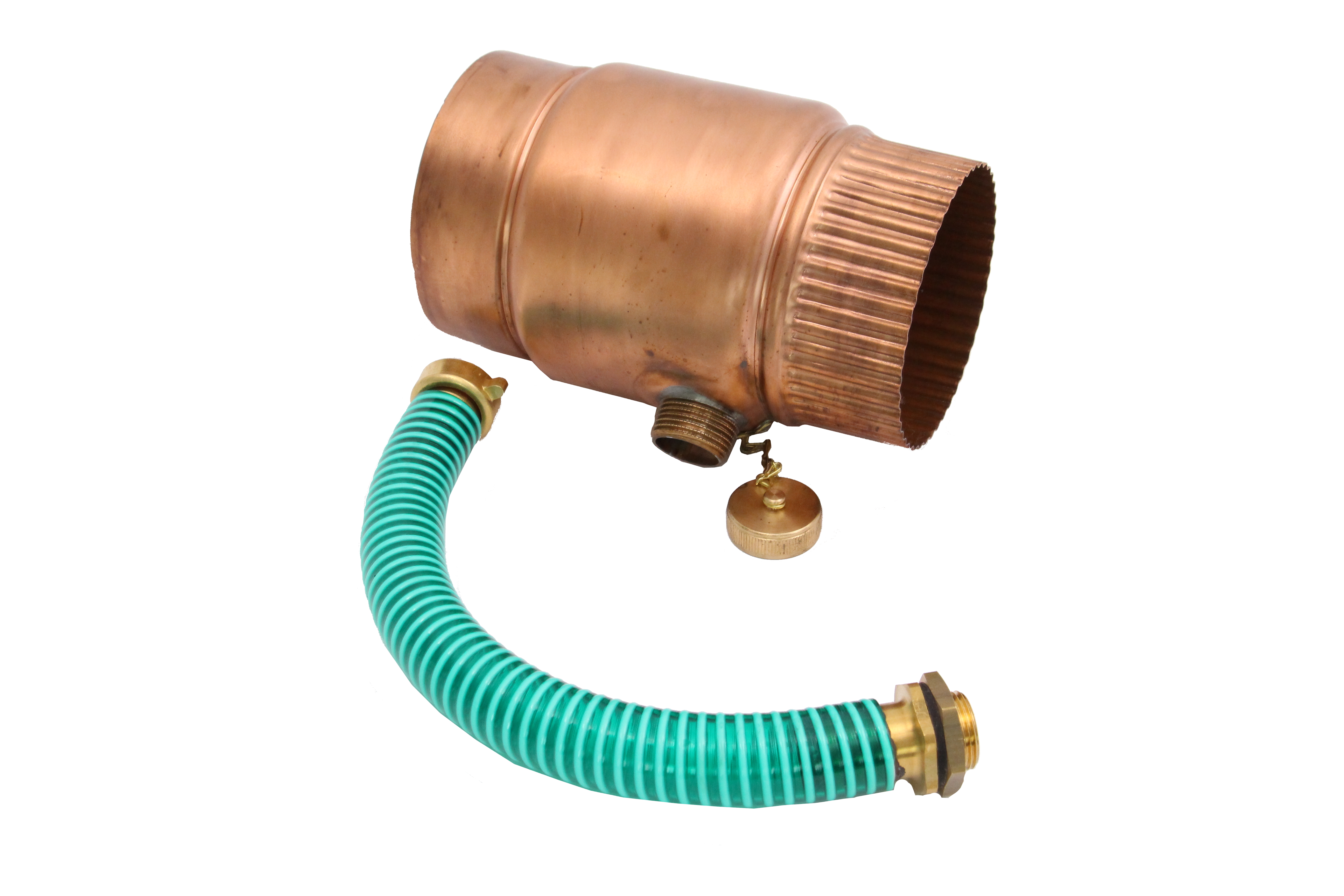 Copper Madema rainwater collector 120mmØ with hose connection