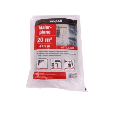 Folia malarska maskująca średnio gruba 4x5m półprzezroczysta ok. 30my LDPE