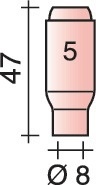 Ceramic gas nozzle Stand.D.8mm L.47mm TRAFIMET