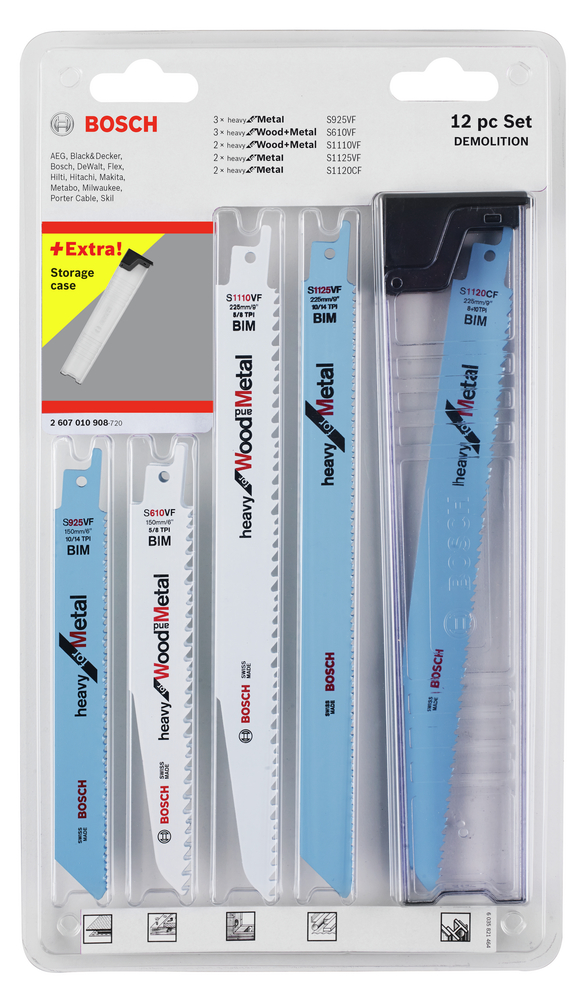 Bosch reciprocating saw blade set 12 pcs. demolition