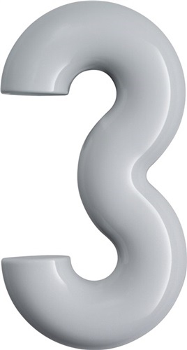 Hausnummer Ziffer 3 Spezial-Polyamid 90 tiefschwarz 165mm D.33mm HEWI