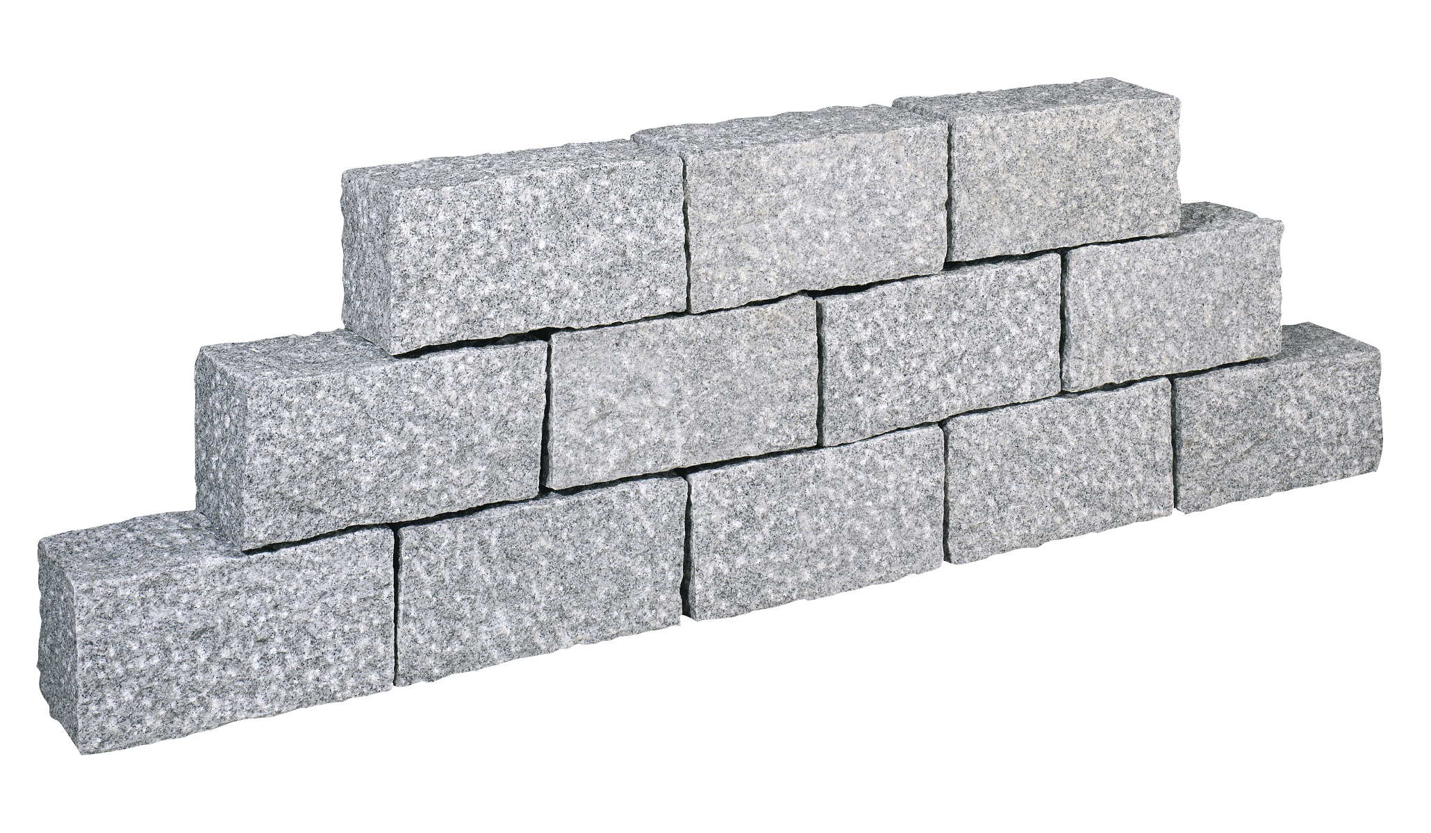 Granitmauerstein hellgrau 40x20x20cm Lagerfugen gesägt, Ansicht gespalten