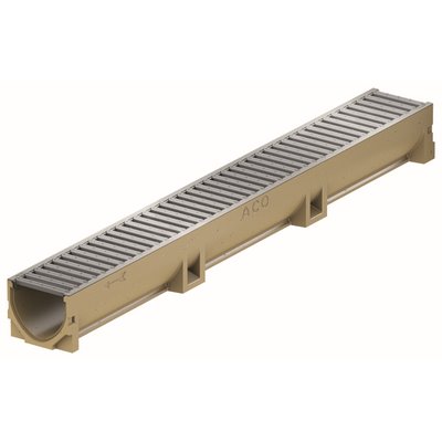 ACO Self® Euroline channel element w. grate w. spigot passable 500x118x100mm