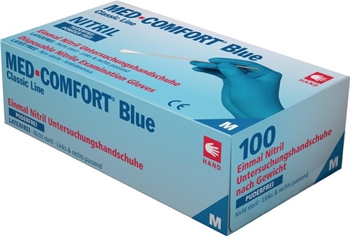 Einweghandschuhe Med Comfort Blue Gr.M blau Nitril EN 374.EN 455 Kat.I Ampri