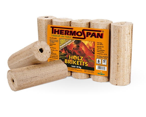 Brykiet Ziegler Thermospan Premium 10kg świerk i sosna okrągły z otworem wysuwanym