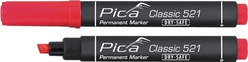 Marker permanentny Pica Classic czerwony INSTANT WHITE szerokość linii 2-6mm końcówka klinowa
