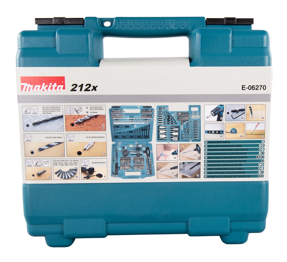 Makita drill bit set 212 pcs. E-06270