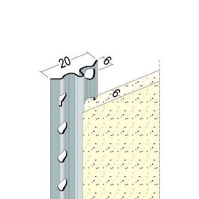 Maisch plaster gauge for interior plaster 6mm 2.6m 9003 Aluminium white coated