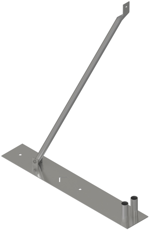 Schake mobile fence support strut with continuous support bars