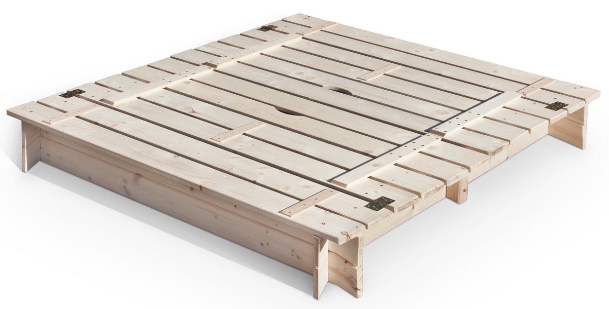 Sandkasten Maya Fichte 120x120x20cm mit 2 Sitzbrettern