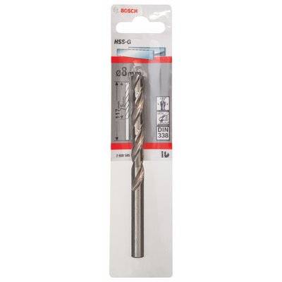 Bosch metal drill HSS-G DIN338 8x75x117mm