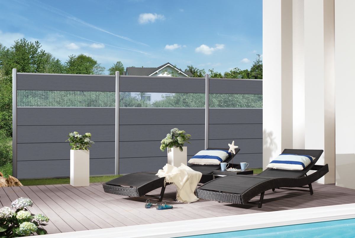Brügmann System WPC XL fence panel set 178x183cm silver