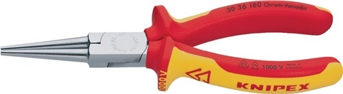 Long nose pliers total length 160mm shape 3 head, crimped, long, VDE 2C-sleeve KNIPEX