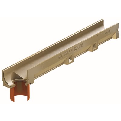 ACO Self® Euroline channel element w/o grate w. spigot passable 1000x118x97mm