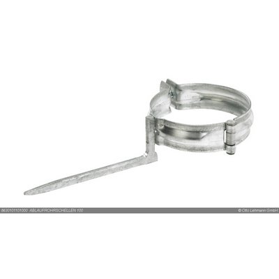 LEH VZ Drain pipe clamp DN100mm w. pin 150mm for hammering in