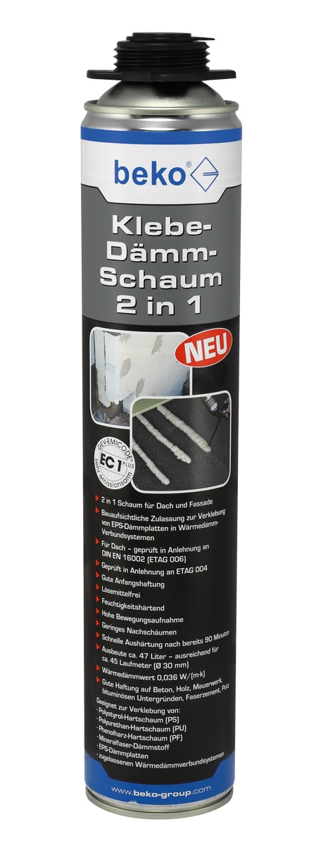Beko adhesive insulation foam 2 in 1 1-component polyurethane foam for roof and facade