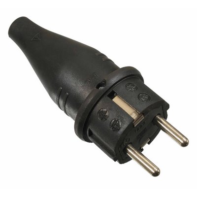 Schwabe solid rubber plug black 230V/16A heavy-duty version