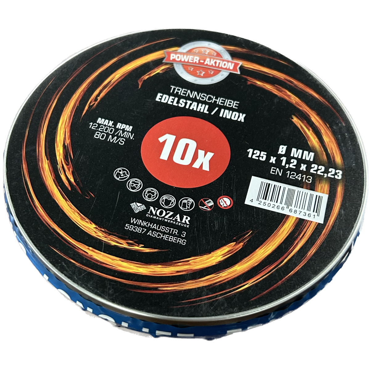 Nozar corundum cutting disc Inox flat 125x1.2x22.23mm A60S-BF41 10 pieces/can