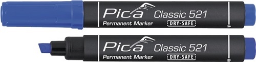 Marker permanentny Pica Classic niebieski INSTANT WHITE szerokość linii 2-6mm końcówka klinowa