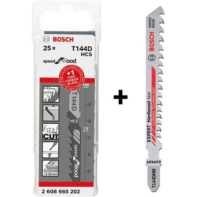 Bosch jigsaw blade set 25-piece set 25 x T 144 D + 1 x T 144 DHM