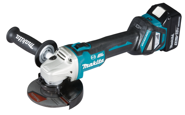 Akumulatorowa szlifierka kątowa Makita 18V/5,0 Ah 2 akumulatory + ładowarka w MAKPAC