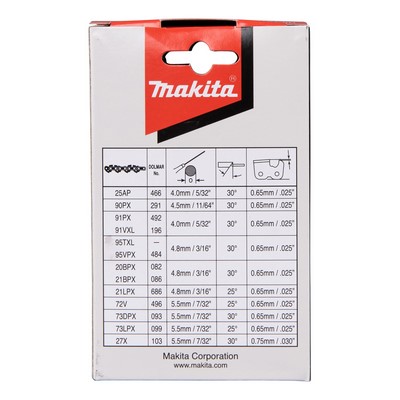 Makita saw chain 90PX 25cm 1.1mm 3/8 "LP 191H00-0