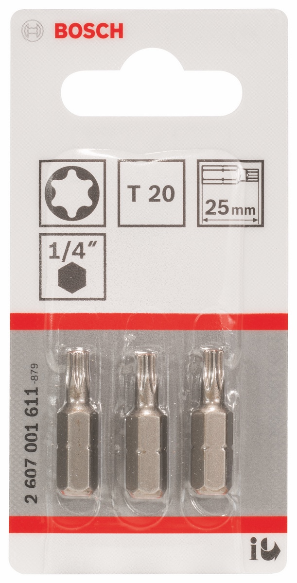 Bosch Schrauberbit Extra-Hart 3er-Pack T20 25mm 1/4""-Außensechskantschaft