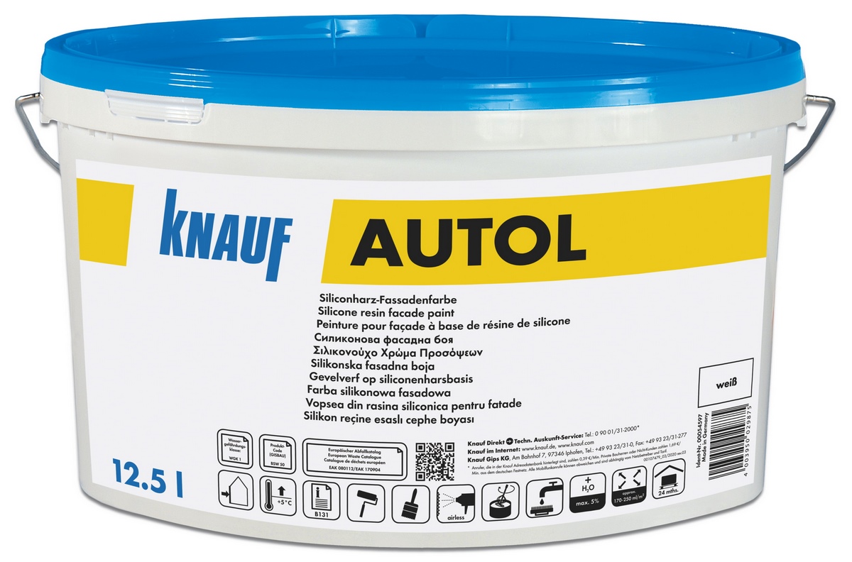 Knauf Autol biała farba elewacyjna na bazie żywicy silikonowej 12,5l