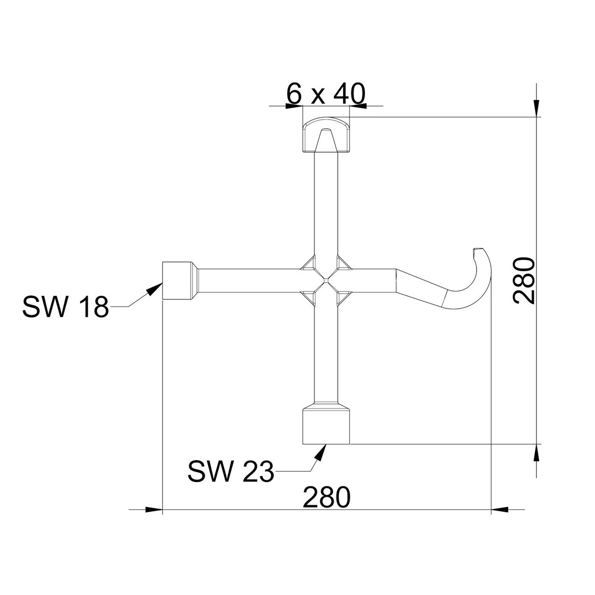 Operating key universal cross-shaped lifting key