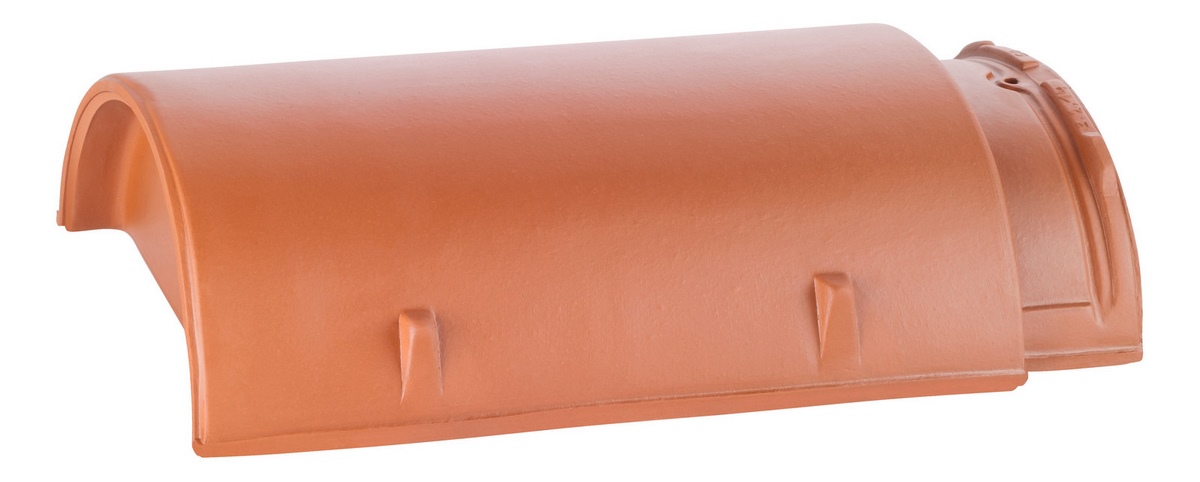 Erlus ridge end tile no. 15 red engobed - N