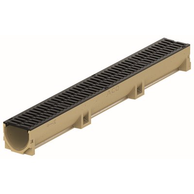 ACO Self® Euroline channel element w. grate w. spigot passable 1000x118x104mm