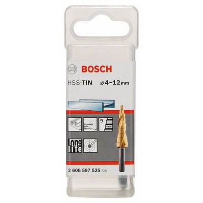 Bosch HSS-Stufenbohrer TiN 3-Flächen-Schaft 6mm 4-12x66.5mm