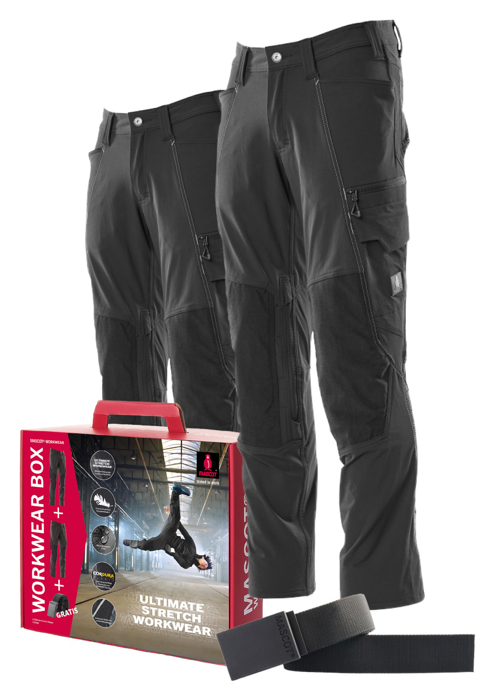 MASCOT Hosen-Boxen schwarz Value Pack Stretchhosen DE - Gr. 82C46