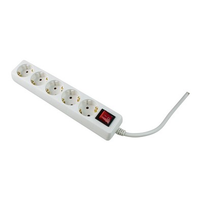 Schwabe 5-way socket strip white 230V 16A max. 3.5kW 2m supply cable