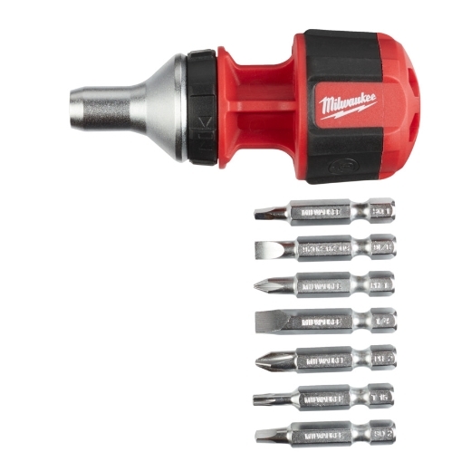 Milwaukee Stubby screwdriver incl. 7 bits with ratchet function