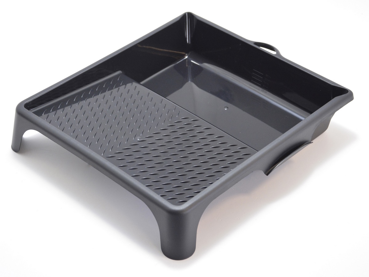 Black plastic paint tray 32x34cm for rollers up to 27cm