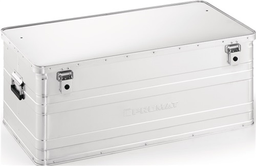 Aluminium box L900xW490xH380mm 140l w.hinged lid and cylinder lock.