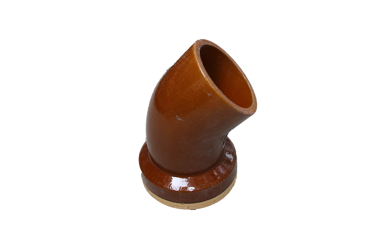 Vitrified clay bend DN 200 45 degrees normal load push-fit socket L