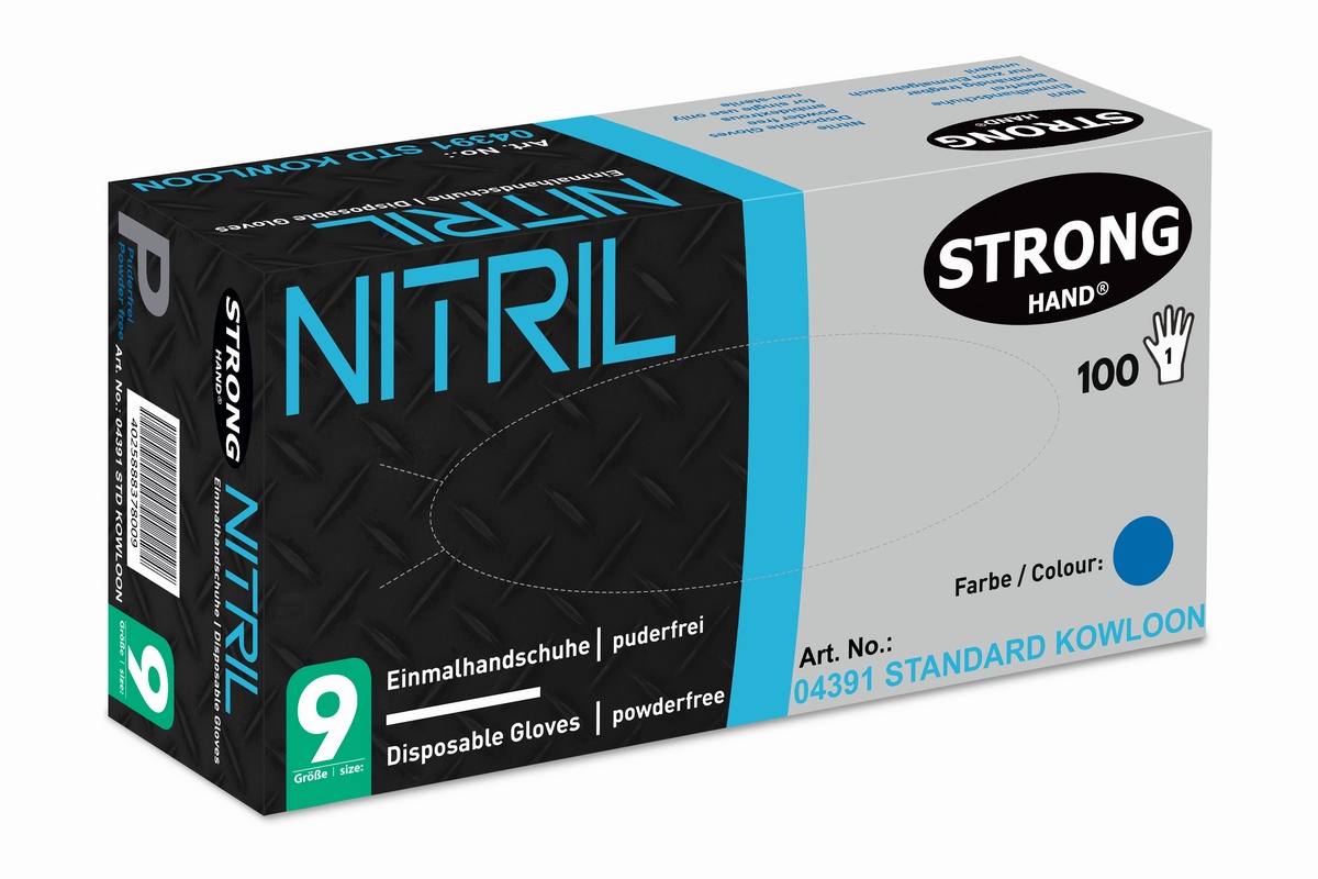 STANDARD KOWLOON STRONGHAND® gloves nitrile powder-free blue size 10 (100 pcs.)