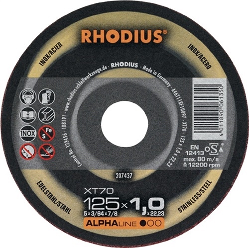 Trennscheibe XT70 D125x1mm ger.INOX Bohrung 22.23mm RHODIUS
