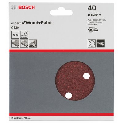 Bosch sanding sheet Expert wood perforated 150mm K40 5-pack
